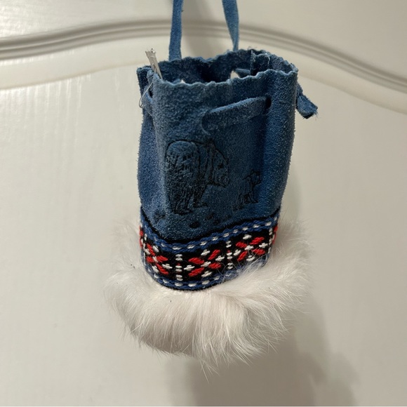 Vintage TILLEY blue Suede leather drawstring pouch - Picture 7 of 8